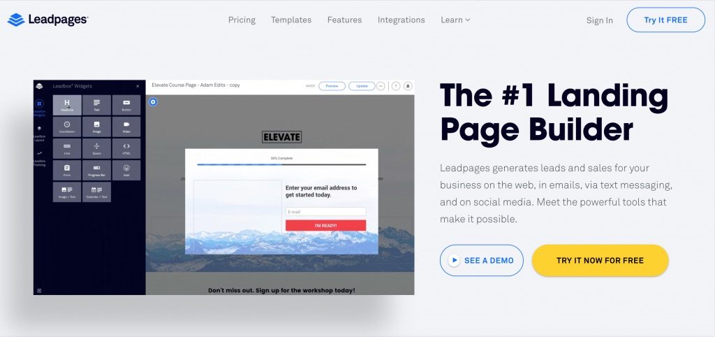 leadpages homepage