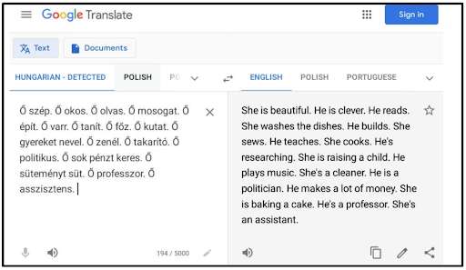 google translate gender bias