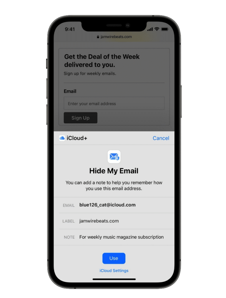 apple ascunde email