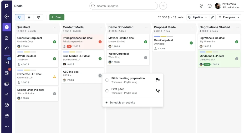 CRM imobiliare Pipedrive